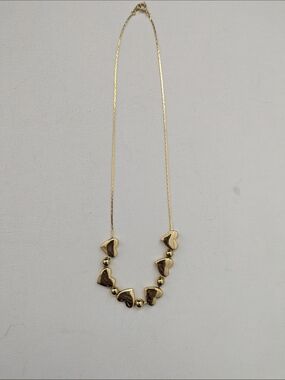 Vintage Gold Plated Heart Bead Necklace - Elegant Women’s Jewelry